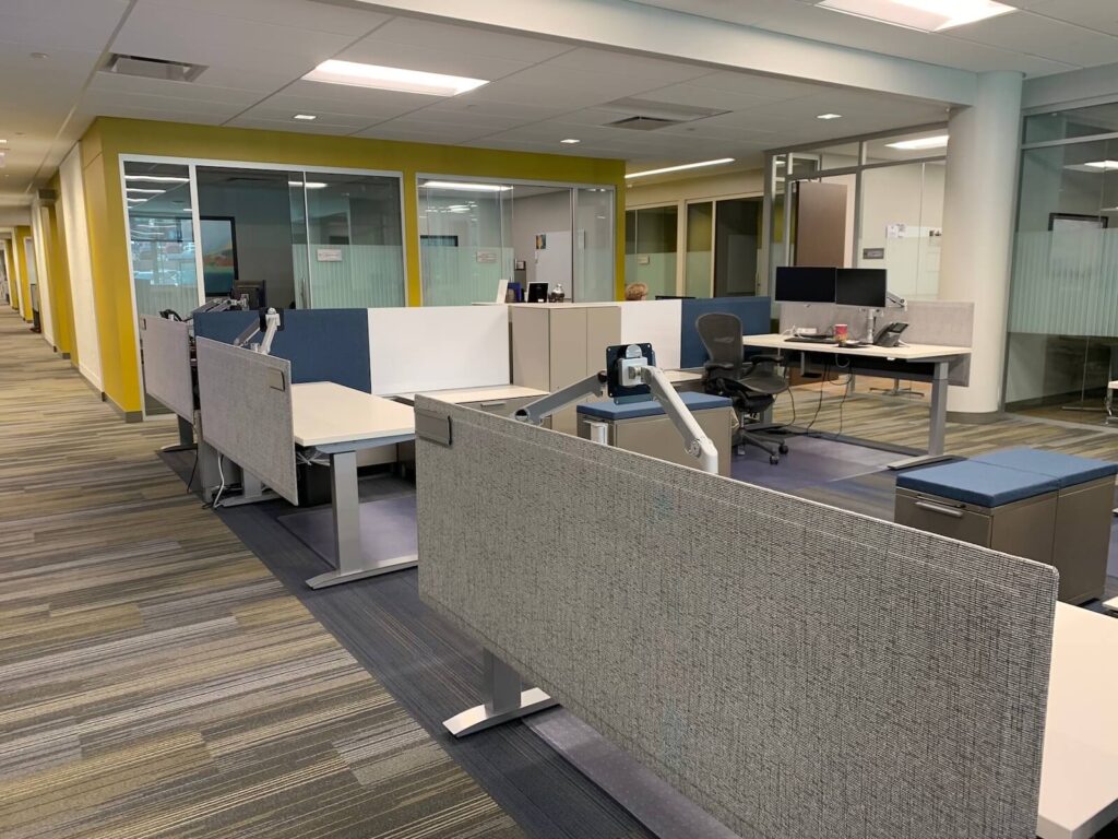 standing desks in an office